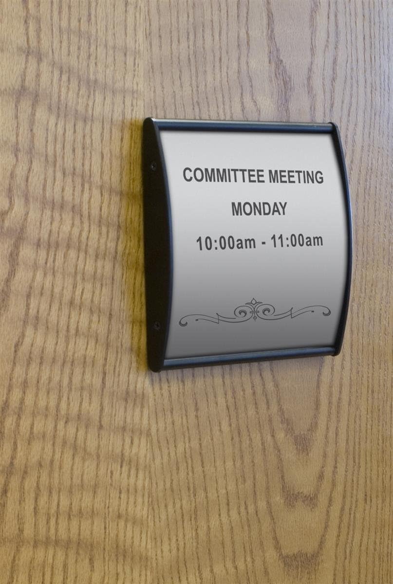 Black Anodized Aluminum Wall Sign Displays 5-5/8 x 6-Inch, Horizontal Or Vertical Mount, Non-Glare Lens, Front Loading, Includes Double-Sided Adhesive, 6 x 6-1/4 x 7/8-Inch - Sold In A Set Of 5