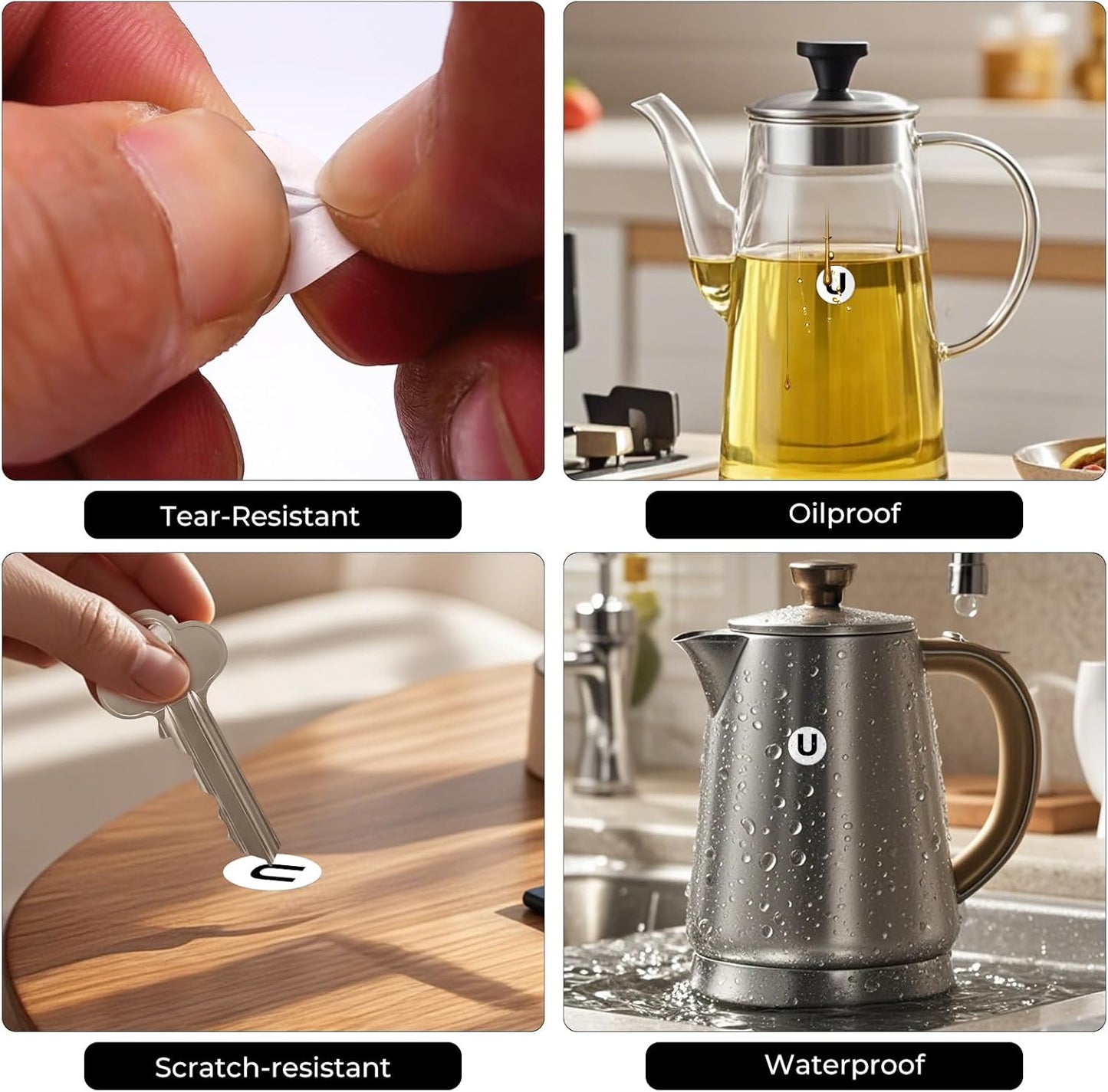 Letter U Round Stickers 0.5 Inch Vinyl Circle Capital Alphabet Labels Self-Adhesive Removable Waterproof Dots Tags for Home Office Inventory 1000 PCS