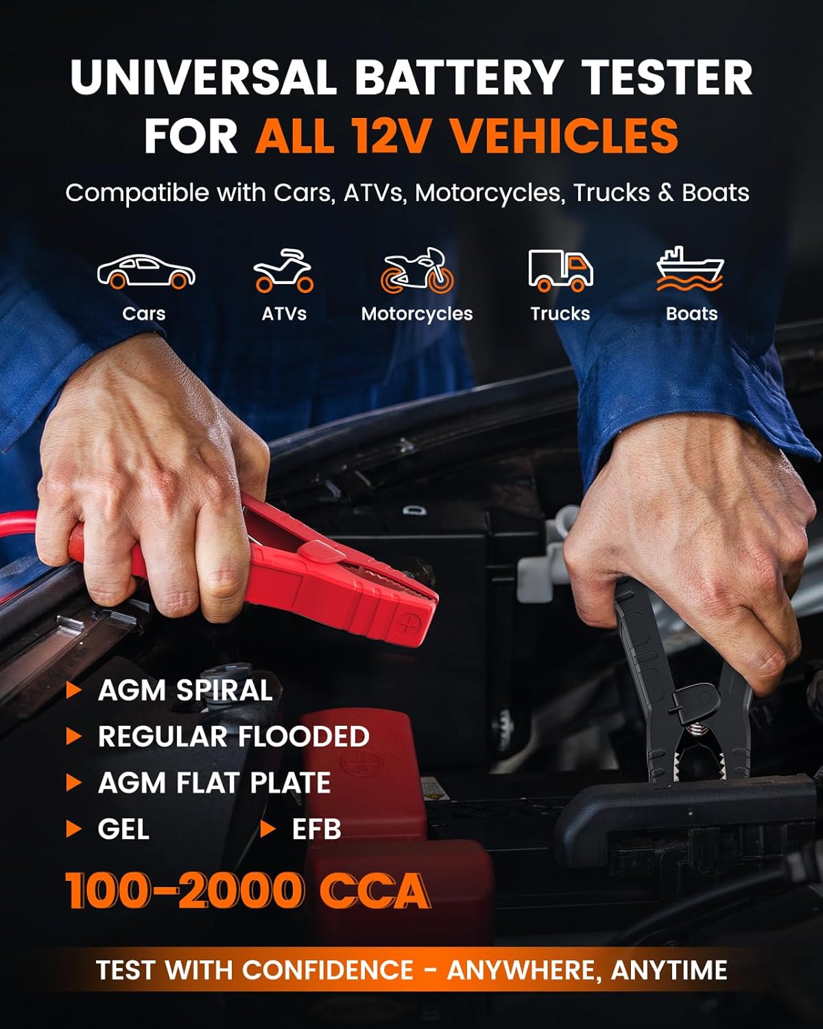 (Upgrade of AD310) ANCEL AD310 Pro 2-in-1 OBD2 Scanner & Car Battery Tester, Bluetooth Diagnostic Tool with APP for iPhone Android, Check Engine Light Code Reader, Battery Health Monitor for All Cars