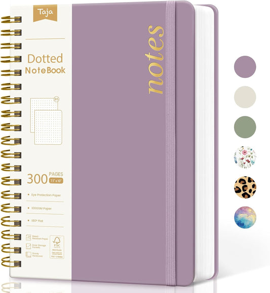 Spiral Dotted Notebook Journal for Work, 300 Pages, Thick B5 (7.1"x10") Bullet Dotted Journal for Women & Writing, Hardcover Notebook for Note Taking, Perfect for Work School Note Taking Business, Purple