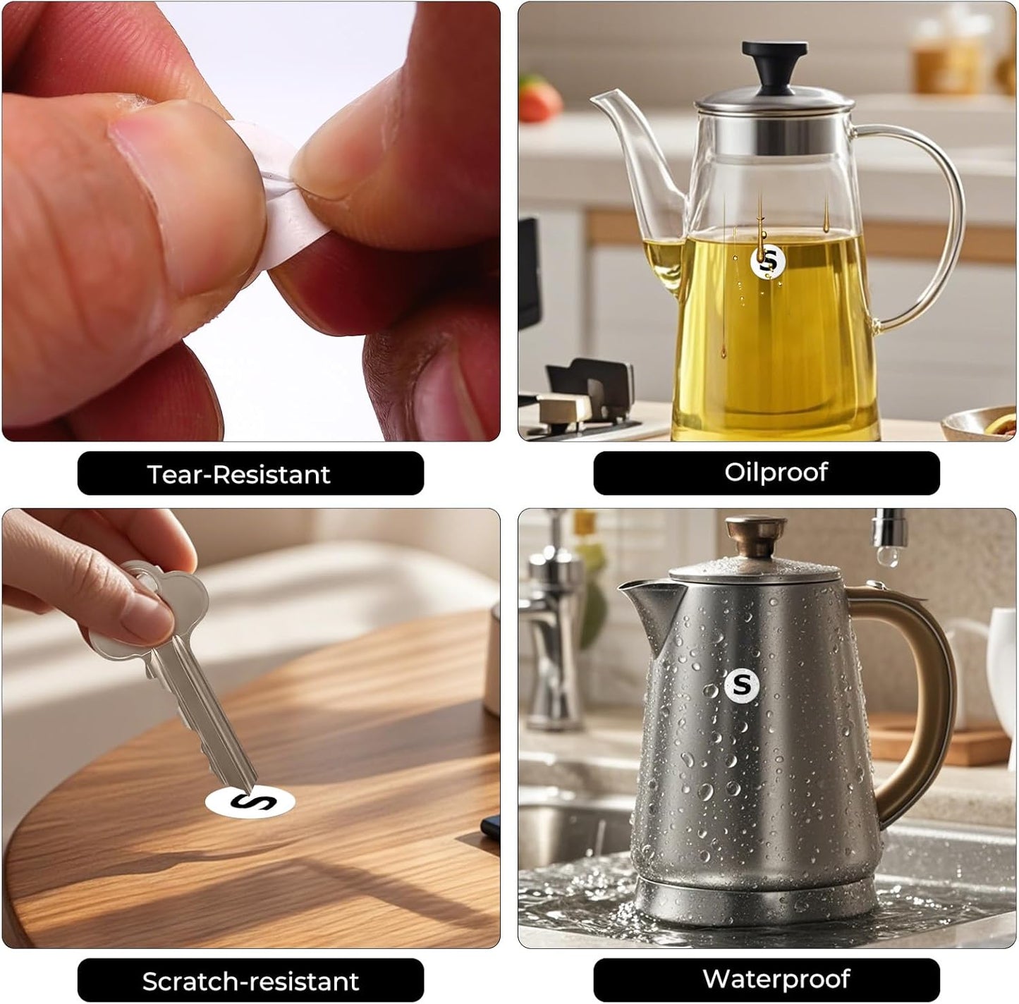 Letter S Round Stickers 0.5 Inch Vinyl Circle Capital Alphabet Labels Self-Adhesive Removable Waterproof Dots Tags for Home Office Inventory 1000 PCS