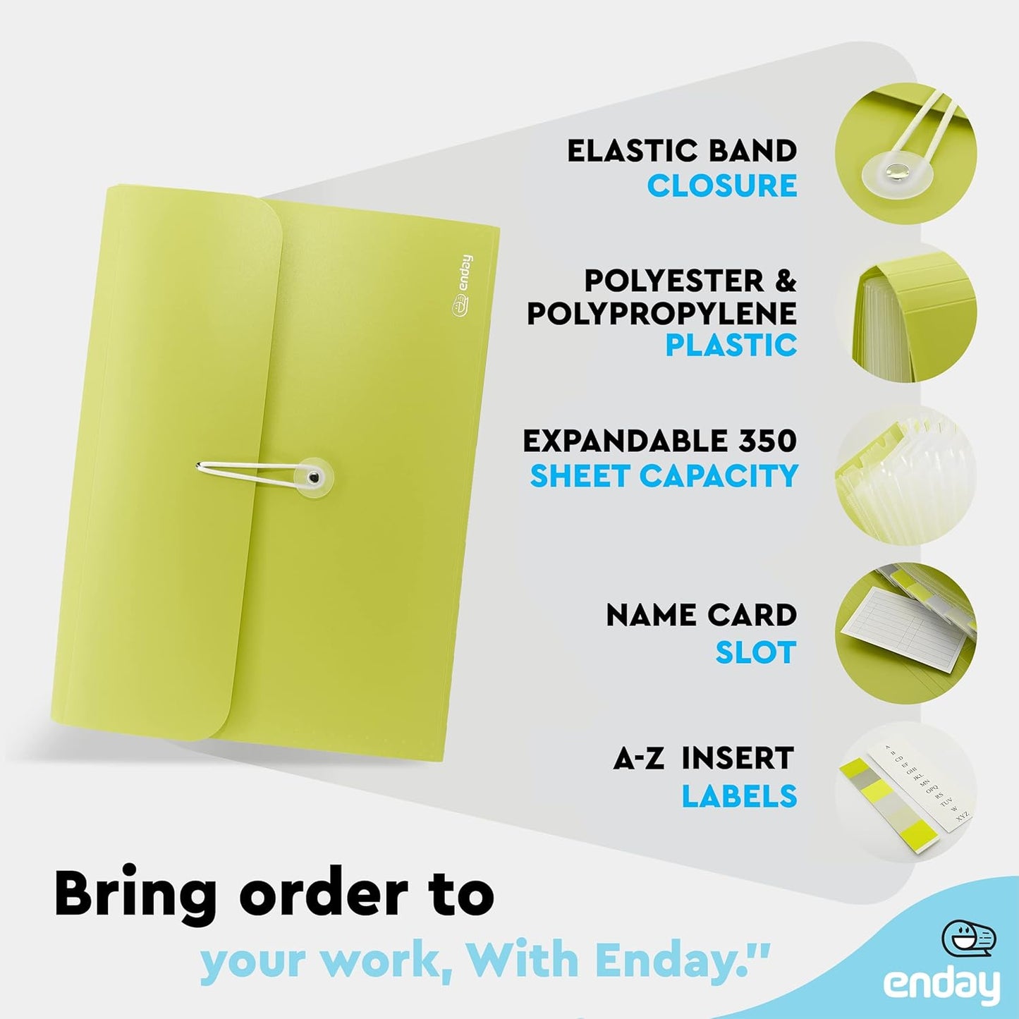 Accordion File Organizer 13 Pocket Expanding File Folder with Labels, Accordion File Organizer Letter Size Letter A4 Paper for Receipts, Bills and Documents 13" x 9.5” –by Enday