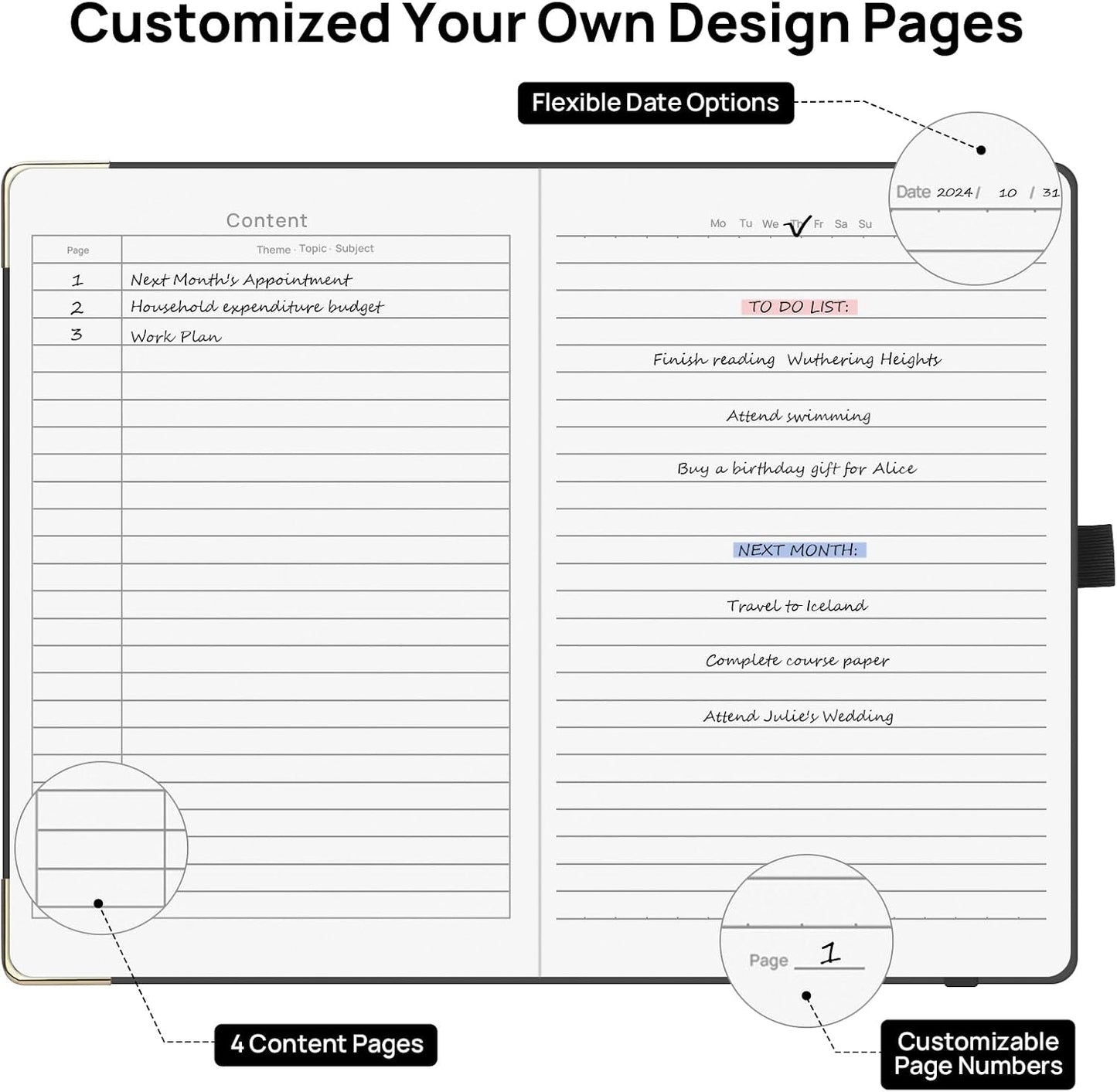 A5 Lined Journal Notebook - 100 GSM Thick Paper, Hardcover Journaling Notebook for Writing, Work, Travel, School, College Ruled Journal for Women and Men, PU Leather Note Book, 5.5”x8.3”- Black