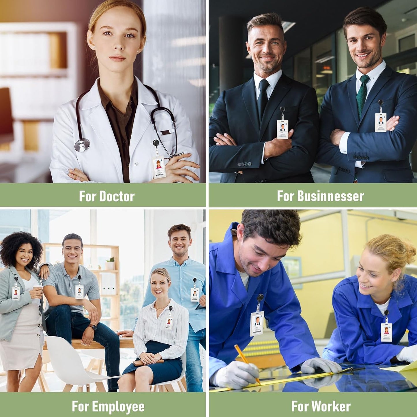 Handepo 300 Pcs Retractable Badge Reels Bulk, Black Retractable Badge Clip ID Holder Key Ring Clip for Office Students Teachers Doctor Nurse Employees Name ID Card Holder Key Card