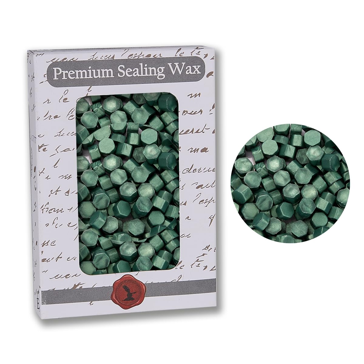 Premium Sealing Wax Beads 2 OZ. 350 pcs + Pine Green/Emerald Pearl