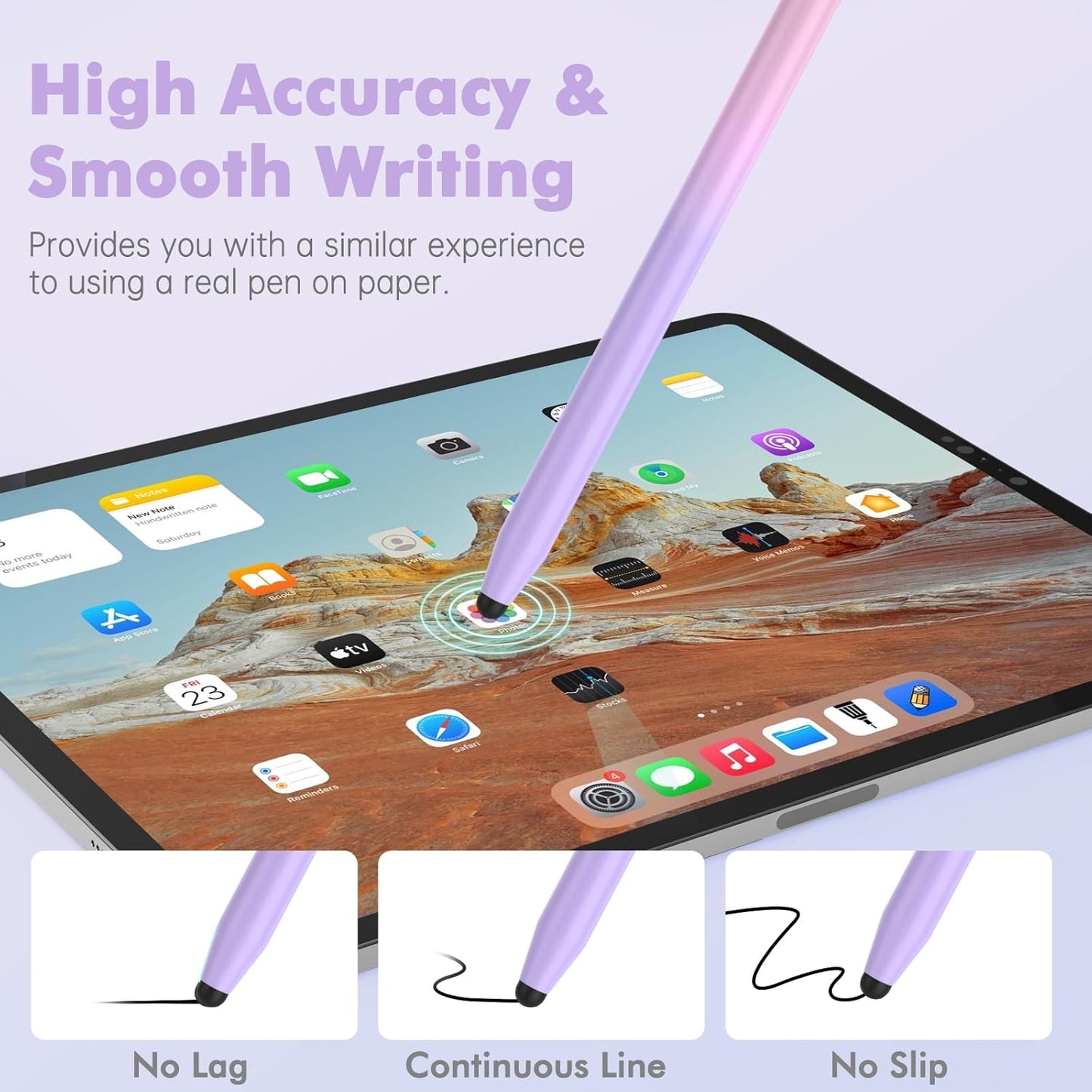 5Pcs Stylus Pens, 2 in 1 Stylus Pen for Touchscreen High Sensitivity Capacitive Stylus for iPad, iPhone, Android Samsung Tablets Skylight Calendar All Universal Touchscreen Devices with 10 Rubber Tips