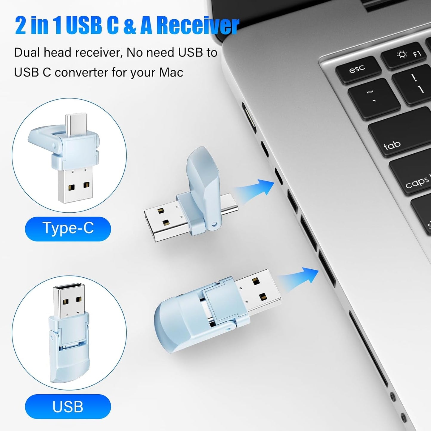 Presentation Clicker Wireless Presenter Remote Clicker, USB C PowerPoint Clicker for Presentation with Laser Pointer, RF 2.4GHz Computer Pointer Clicker Slide Advancer for Mac