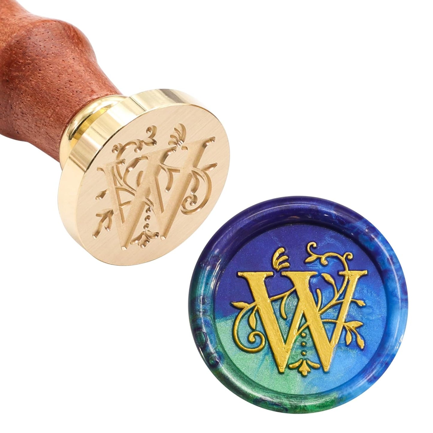 SWANGSA Initial Alphabet W Wax Seal Stamp Kit, Classic Retro Letter Sealing Stamp with 200pcs Sealing Wax Beads Kit for Wedding Invitations Cards Envelopes (W)