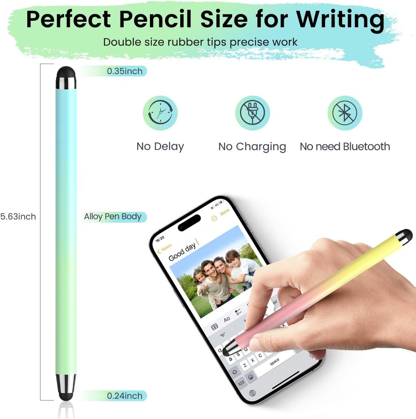 Stylus Pen for Touchscreen,10 Pack Gradient Colors,2 in 1 Stylus, High Sensitivity and Precision, Stylus Pen for ipad,iPhone, Android,Samsung,Galaxy Microsoft,Kindle All Capacitive Touch Screens