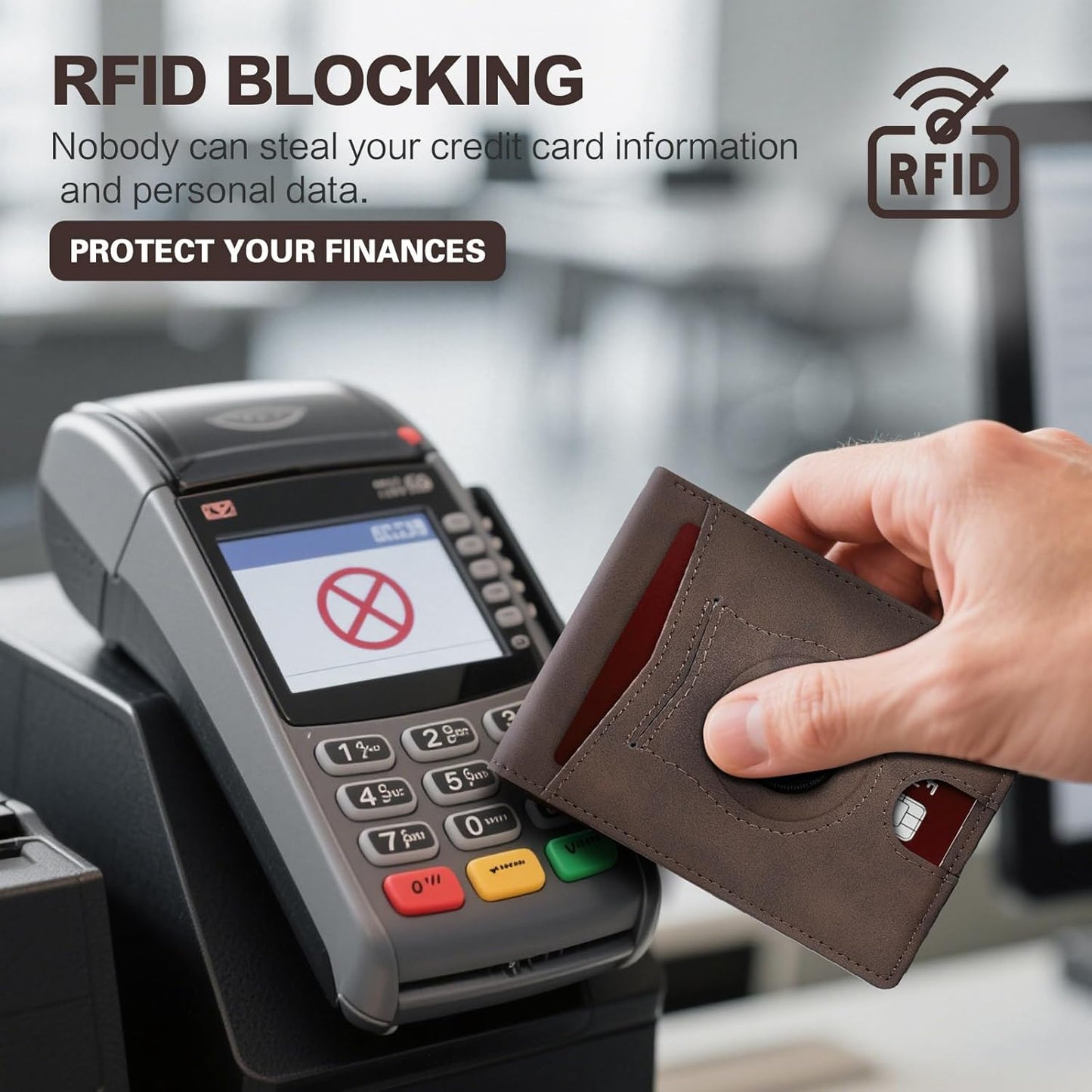 Slim Wallet for Men RFID Blocking Bifold Mens Slim Wallet,Ultra Thin Minimalist Front Pocket Small Compact Mens Leather Wallets,Smart Security Credit Card Holder with 2 ID Window & 1 Money Slot