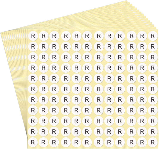 dealzEpic - Alphabet Stickers of The Letter R - Small Round Paper Self-Adhesive Peel and Stick Letter Labels - Set of 15 Sheets