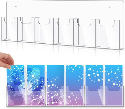 Sherr 1 Pc Acrylic Brochure Holder Wall Mount, 4 x 9 Inches Clear Hanging Flyer Display Holder Plastic Pamphlet Stand with Nails for Magazine, Booklet, Card, Bookmark Display, 26.7 x 7.8 Inch