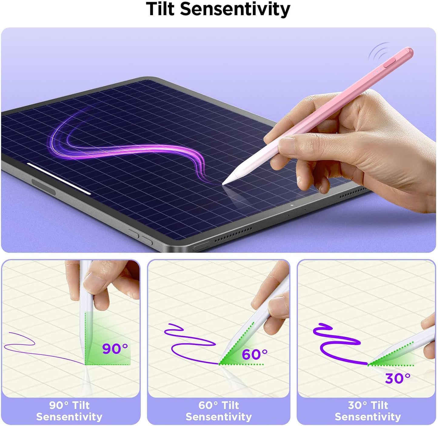 Stylus Pen for iPad 2018-2025, 15Mins Fast Charge for Apple Pencil, Palm Rejection, Compatible with iPad 10/9/8/7/6, iPad Pro 12.9"/11"/13" M4, iPad mini 6/5, iPad Air 5/4/3/11"-13" M2