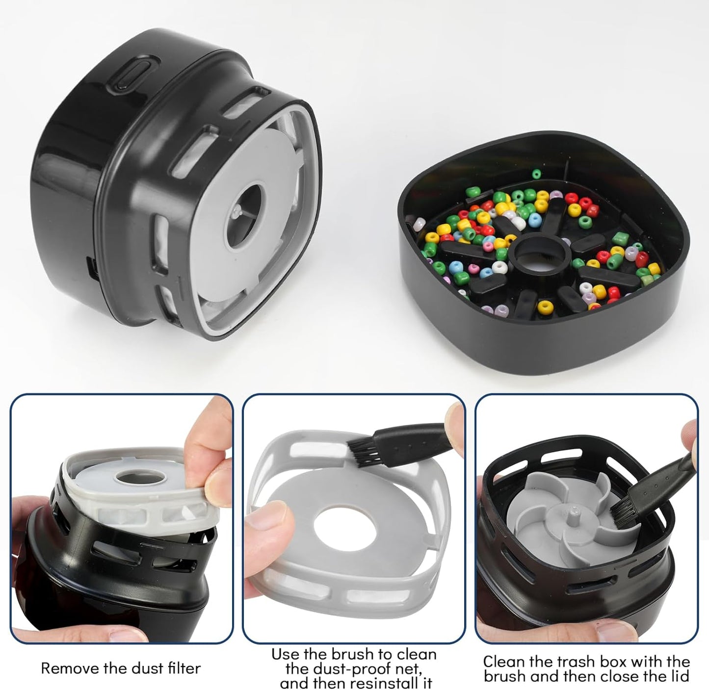 Desktop Vacuum Cleaner, Mini Table Dust Crumb Sweeper USB Charging for Cleaning Eraser Crumbs, Dust, Crumbs, Computer Keyboard and Car (Black)