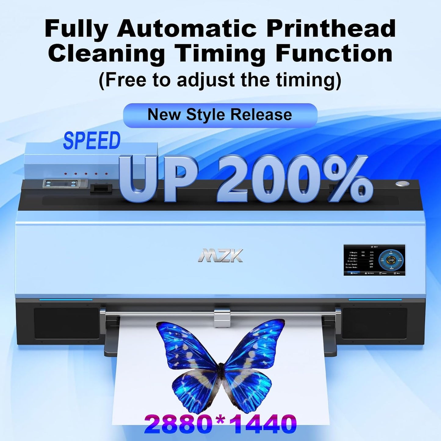 MZK A3 Plus DTF Printer XP600 Doubled-Speed,13+" DTF Film,Built-in Holiday Automatic Timed Cleaning Printhead,LED Multi-Function Fouch Screen,Film Cutter,White Ink Circulation,Gift Ink 2 Year
