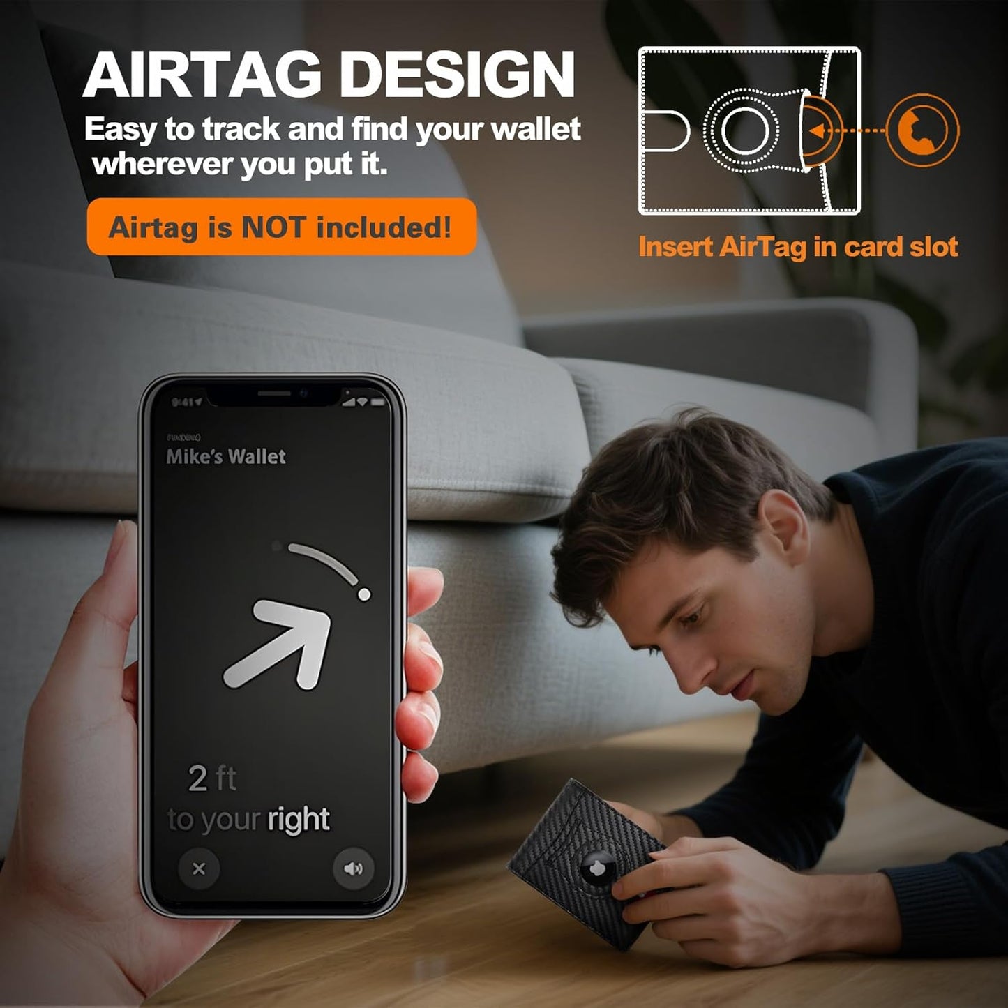 Slim Wallet for Men RFID Blocking Bifold Carbon Fiber Mens Slim Wallet,Minimalist Front Pocket Small Compact Mens Leather Wallets,Smart Security Credit Card Holder Wallet 2 ID Window With Gift Box