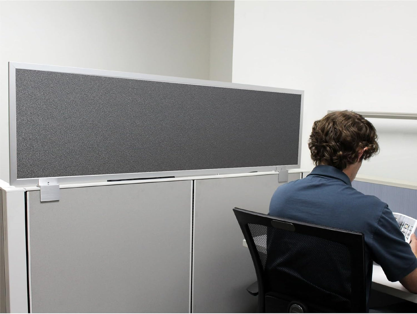 OBEX Acoustical Cubicle Privacy Screen Extender Desk Panel & Office Divider, Add Separation & Block Noise, 12" x 24", Graphite