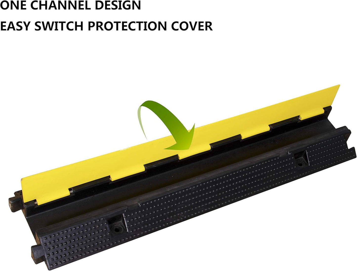 1 Pack Rubber Cable Ramp Hose Cable Protector Ramp 1 Channel 22000Lbs Load Capacity Traffic Speed Bump Wires Power Lines Extension Cord Cover for Indoor Outdoor