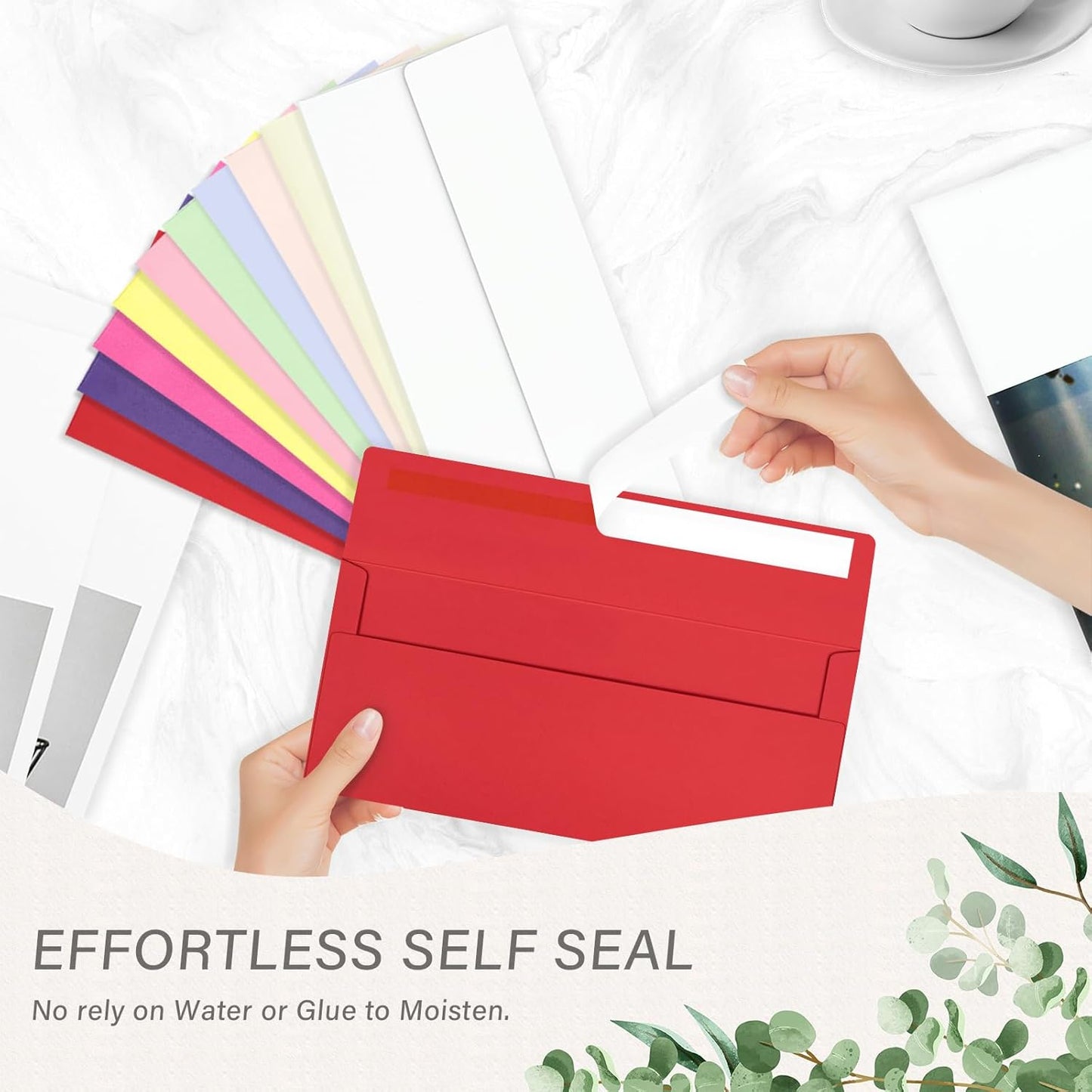 50 Pack #10 Colored Envelopes Letter Size, Colorful Business Envelopes Self Seal for Business, Invoices, Letter Mailing, Office Checks, 4 1/8 x 9 1/2 Inches