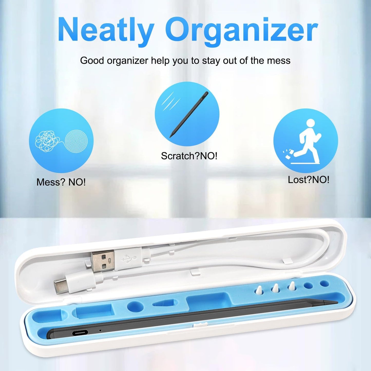 Stylus Pen for iPad Apple: Fast Charge for iPad Pencil Apple Pen with Palm Rejection Tilt Sensitivity - Pen for iPad 10/9/8/7/6, iPad Pro 12.9"/11"/13" M4, iPad Mini 6/5, iPad Air 5/4/3/M2 Black