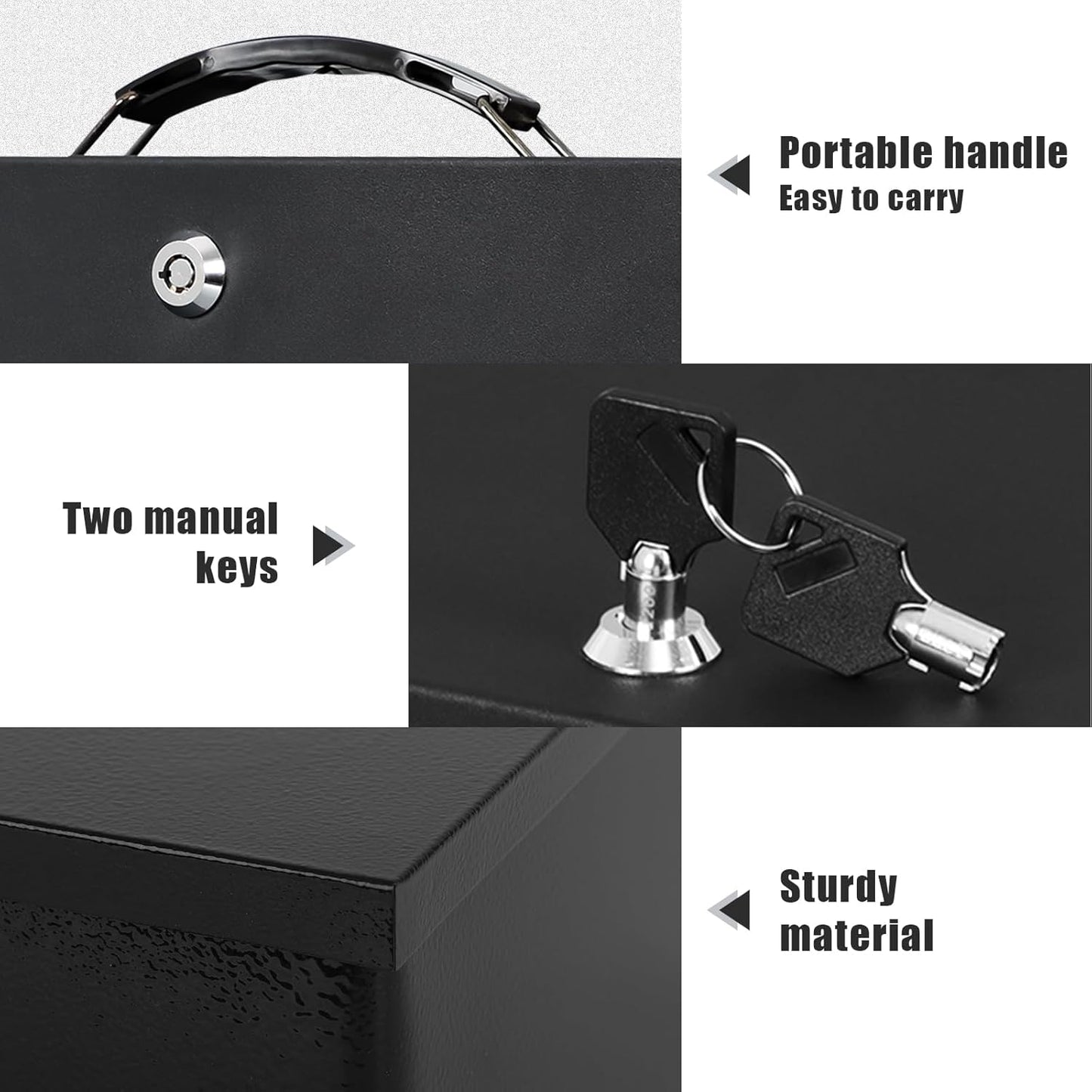 xydled Fire Resistant Safe Fire Safe Box with Key Lock for Home Office Security Storage for Valuables Documents,13.2 x 11 x 4 Inch,Black