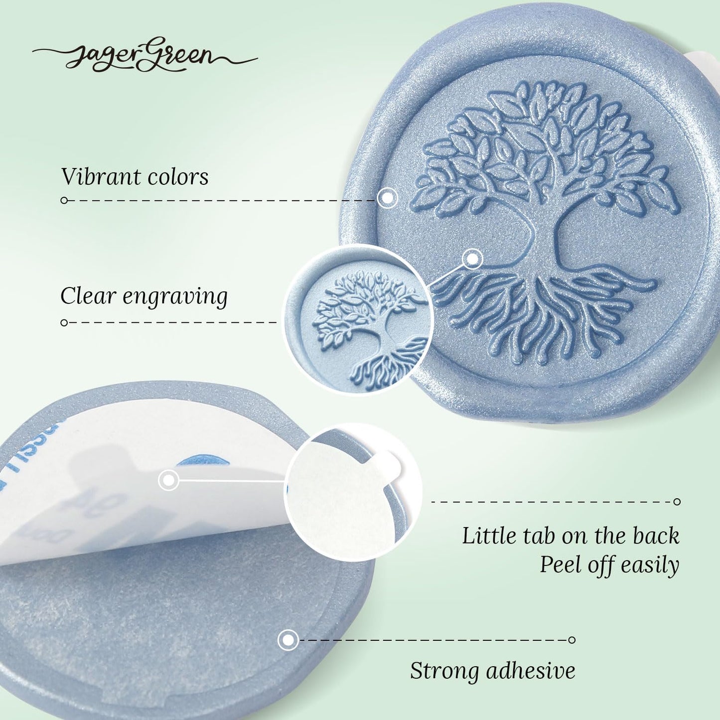 Wax Seal Stickers with Various Seals Patterns, Blue Adhesive Sealing Wax Sticker Set for Wedding Invitations Customize, Envelopes Sealer, Christmas Gift (Life Tree, 60 Pcs)