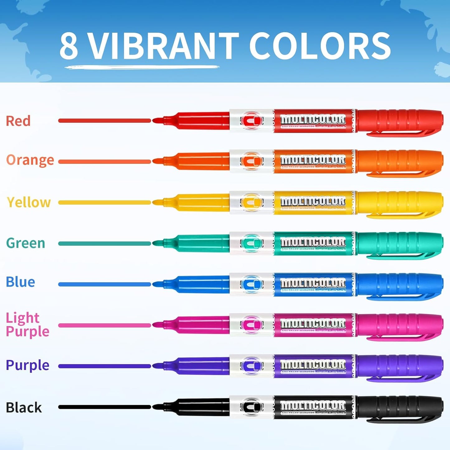 Dry Erase Markers, Fine Tip Whiteboard Marker, Low Odor Dry Marker, Fine Point Markers are pecfect for Whiteboard Mirrors Glass, Assorted Color Markers for School Office Home (24 Pack 8 Colors)