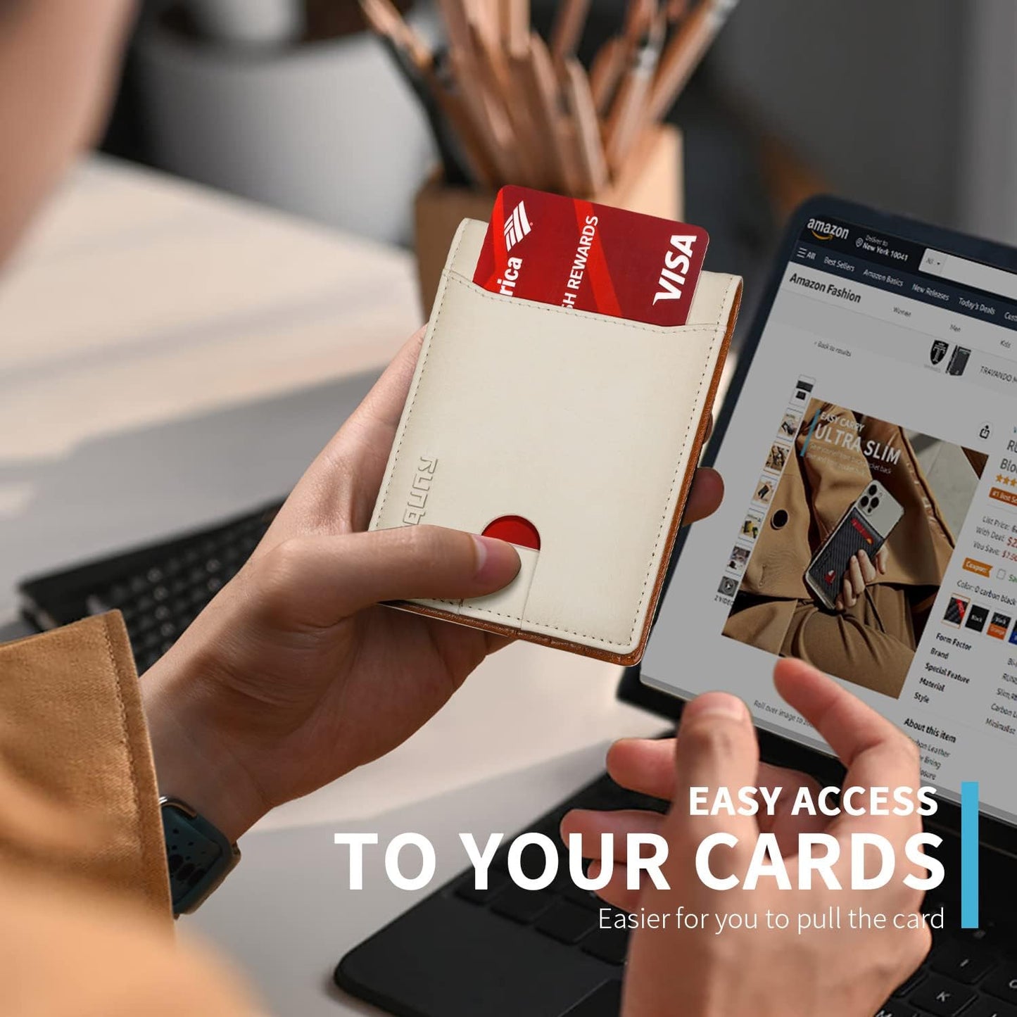 RUNBOX Novelty Wallet for Men Slim 11 Credit Card Holder Slots Leather RFID Blocking Small Thin Men's Wallet Bifold Minimalist Front Pocket Large Capacity Gift Box