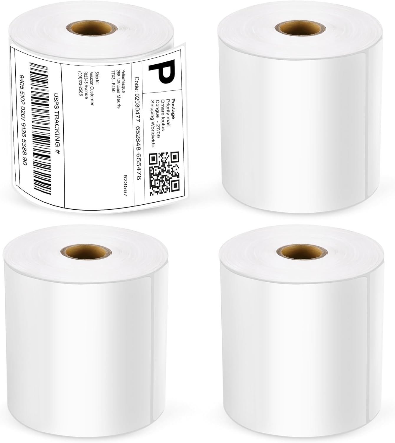 LotFancy 4x6 Thermal Labels, 1000 Shipping Labels, 4 Rolls-250 Labels per Roll, Perforated White Mailing Postage Label for Rollo, Zebra (NOT for DYMO)