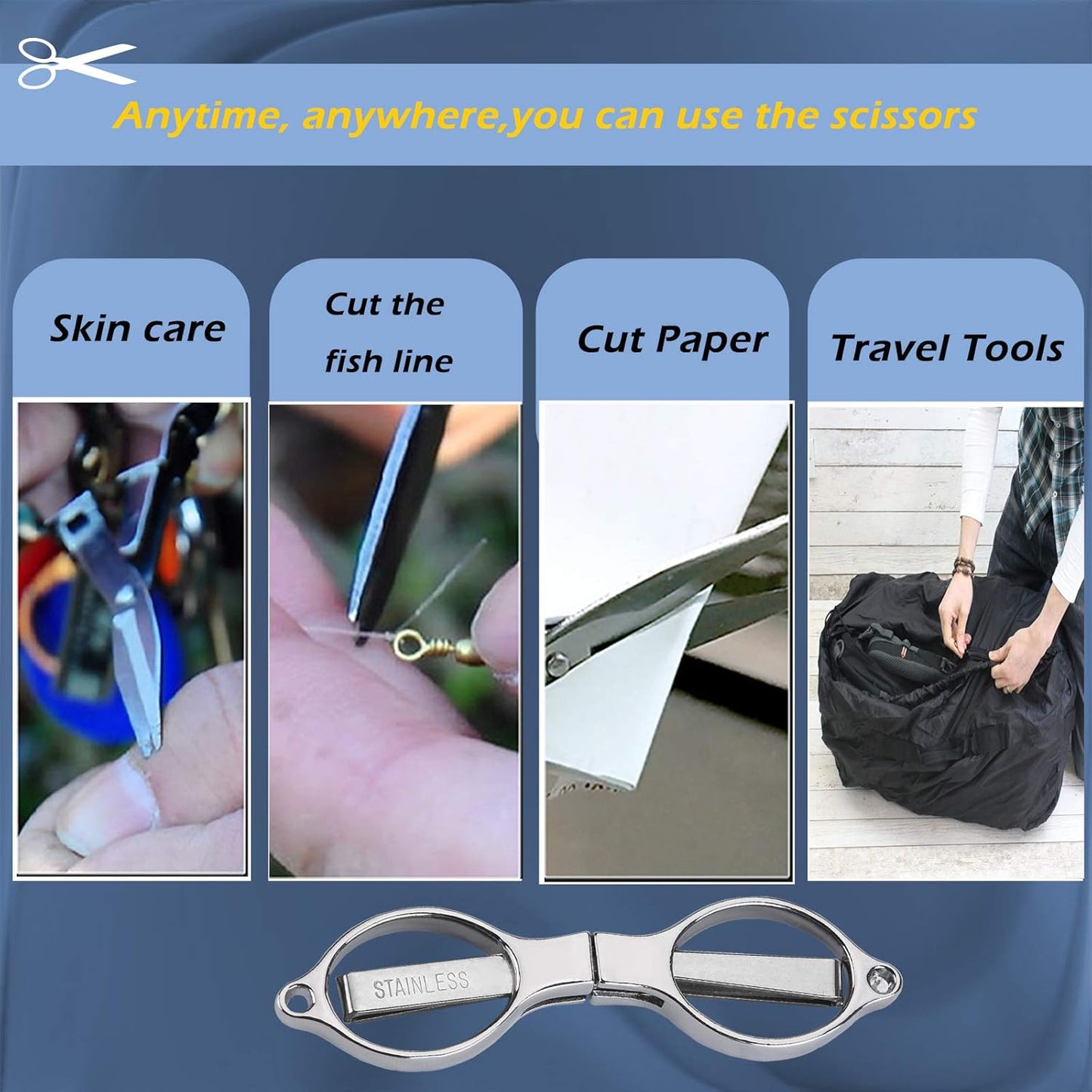 firiKer Home Office Travel Folding Scissors, Stainless Steel Telescopic Cutter, Christmas Stocking Stuffers for Men & Women, Christmas Gifts Stocking Stuffer Ideas, Trip Scissors for Xmas gift