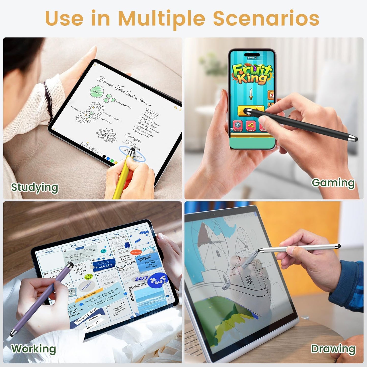 Stylus Pen for Touchscreen, 10 Pack Multiple Colors, 2 in 1 Stylus, High Sensitivity and Precision, Stylus Pen for ipad, iPhone, Android, Galaxy Microsoft, Kindle All Capacitive Touch Screens
