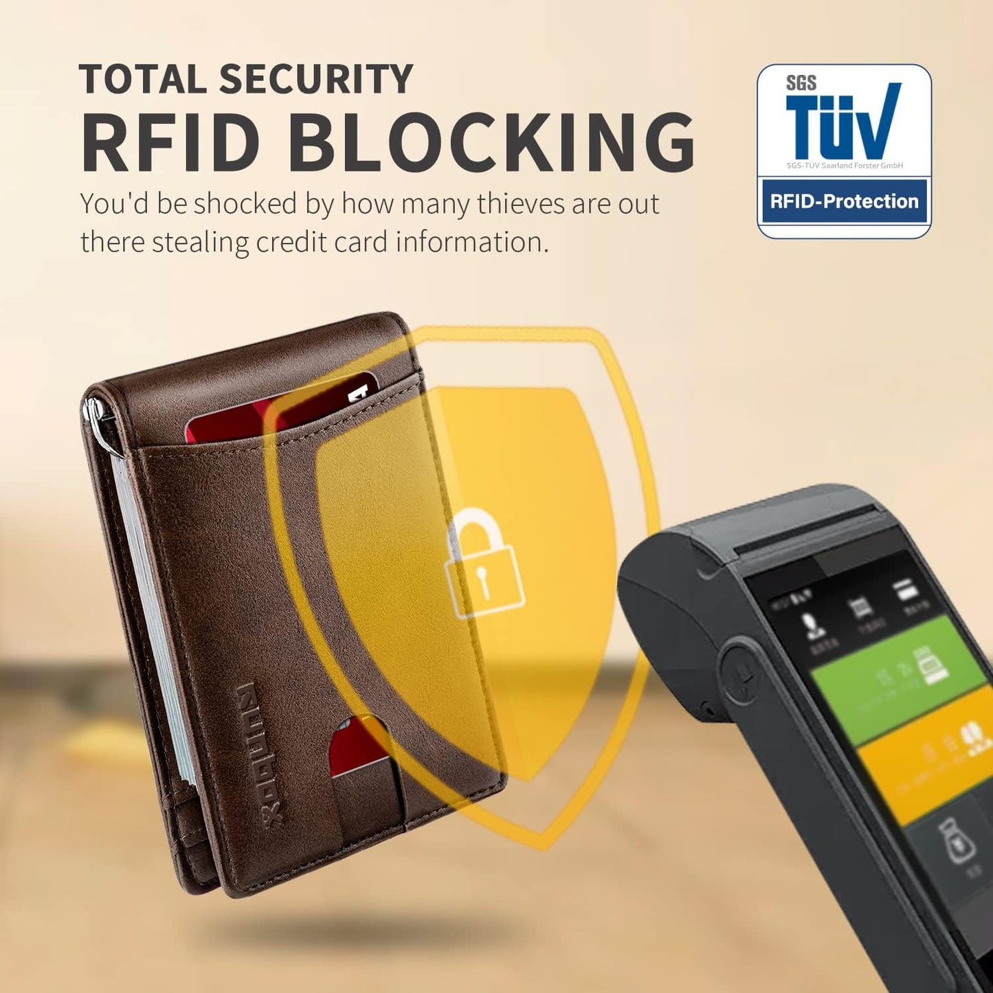 Slim Money Clip Wallets for Men RFID Blocking 11 Card Holder Minimalist Small Thin Carbon Leather Bifold Mens Front Pocket Wallet Gift Box