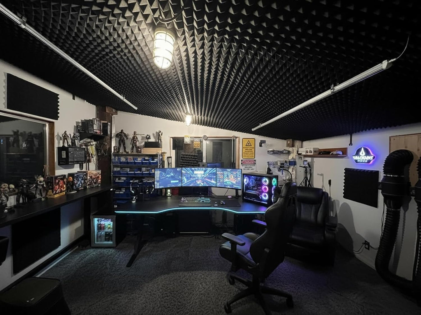 Foneso Acoustic Foam Panels 12Pack, 12''x12''x2'' High Density Sound Proof Foam Panels for Walls, Pyramid Designed Acoustic Panels Sound Absorbing for Sound Studio, Podcast Recording and Offices