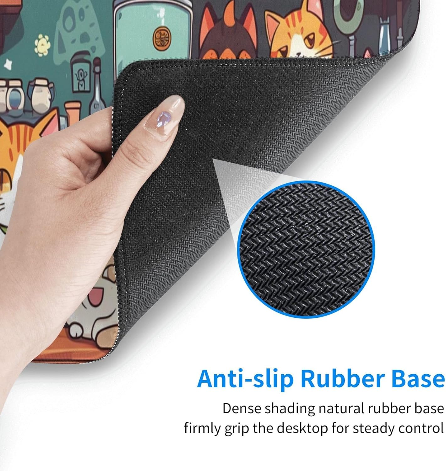 Gaming Mouse Pad Desk Pad,Extended Big Mouse Pad,31.5x11.8 Inch Long Computer Keyboard Mouse Mat Mousepad with 3mm Non-Slip Base and Stitched Edge for Gaming and Office… (cat)