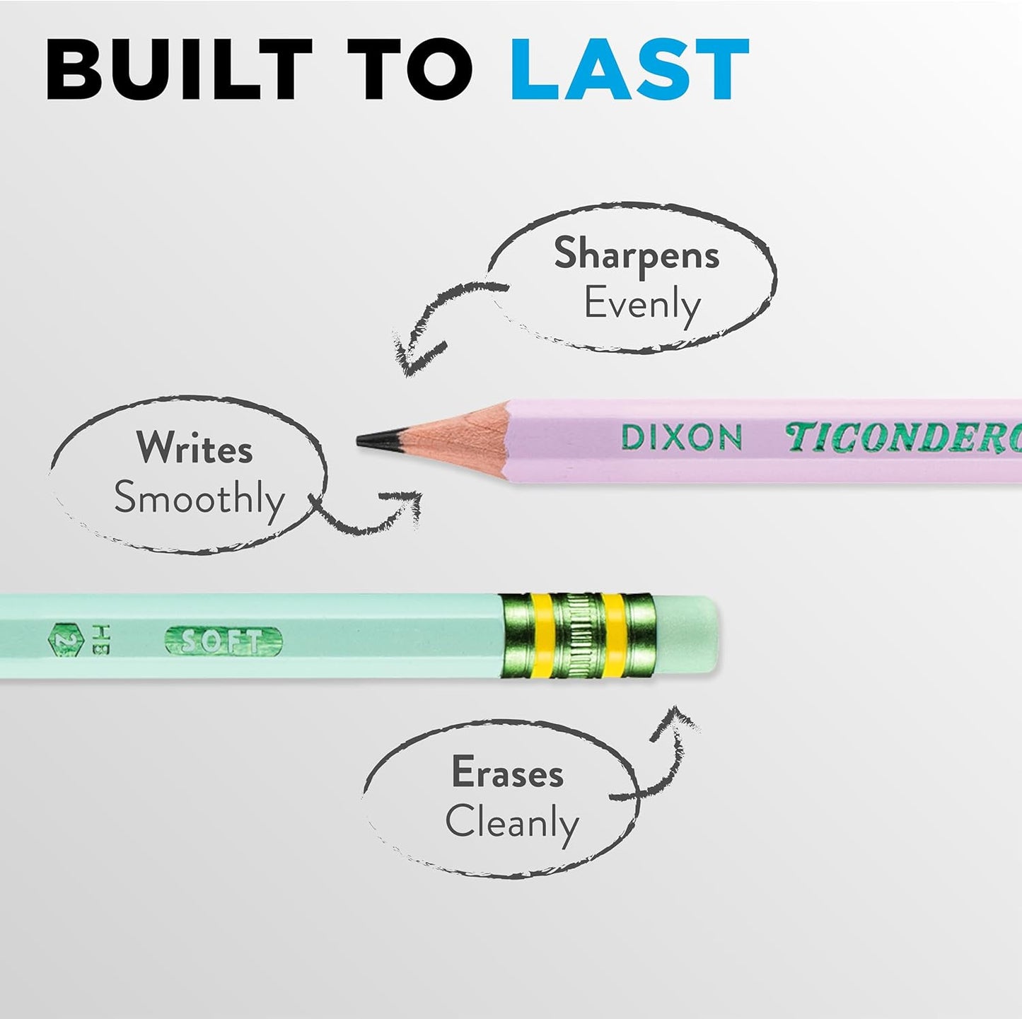 Ticonderoga® Pastel Pencils, #2 Soft, Assorted Colors, Pack of 10 Pencils