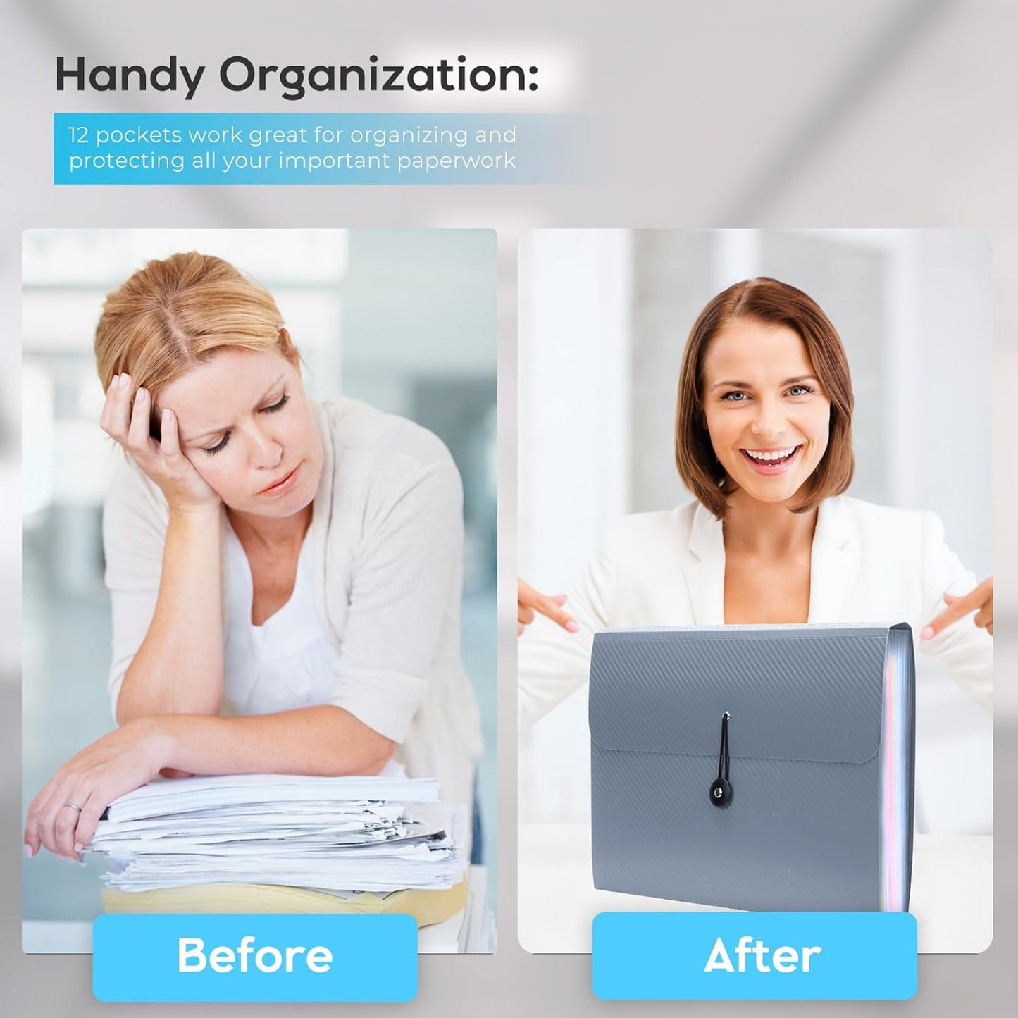 Accordion File Organizer, Expanding File Folder for Sorting Documents and Papers, 13 Pockets File Storage Organizer for Home, Travel and Office Use (Blue)