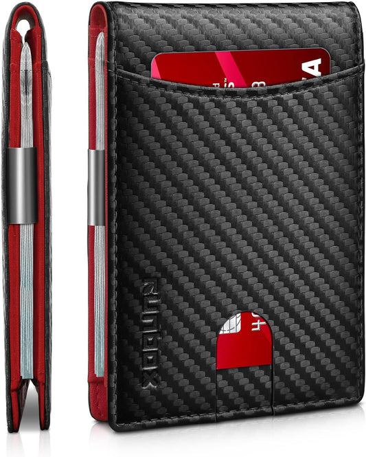 RUNBOX Money Clip Slim Wallets for Men RFID Blocking 11 Card Holder Minimalist Small Leather Bifold Men's Front Pocket Wallet Gift Box