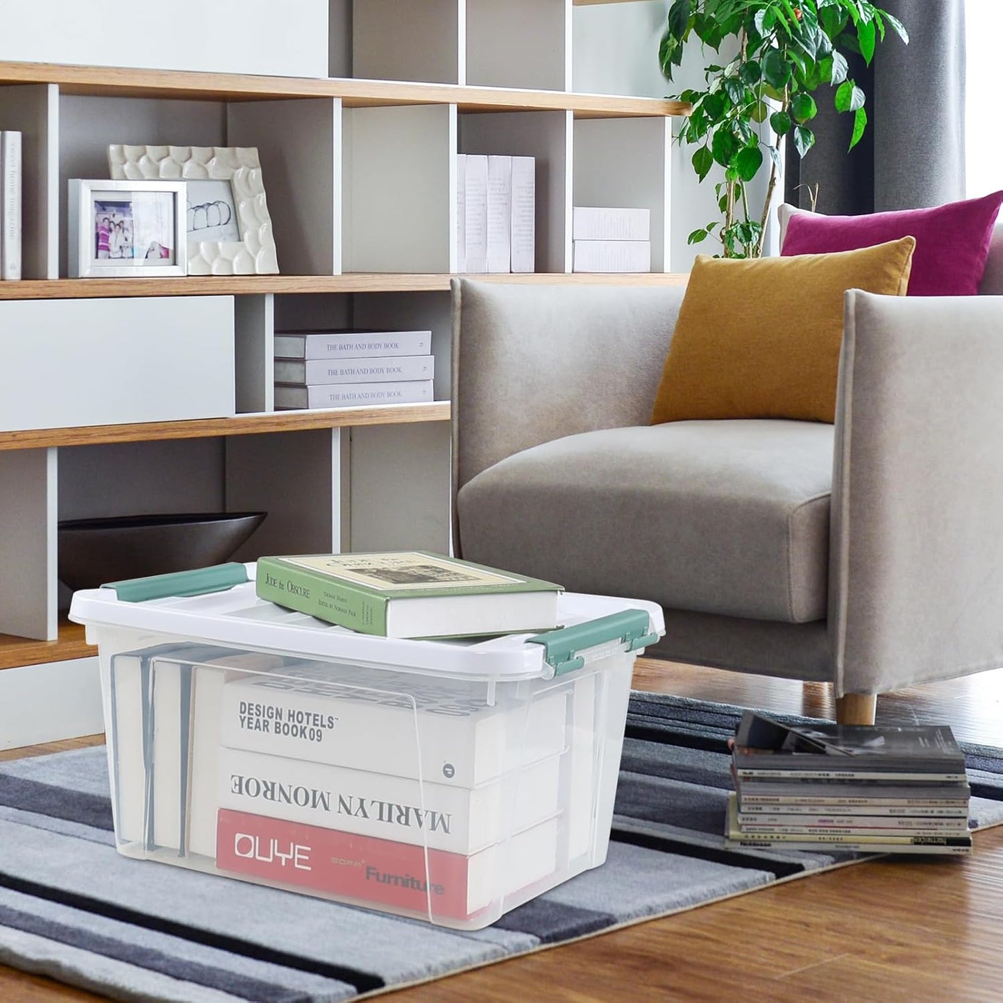 6 Pack 20 L Clear Storage Latch Box, Plastic Storage Bins with Lids