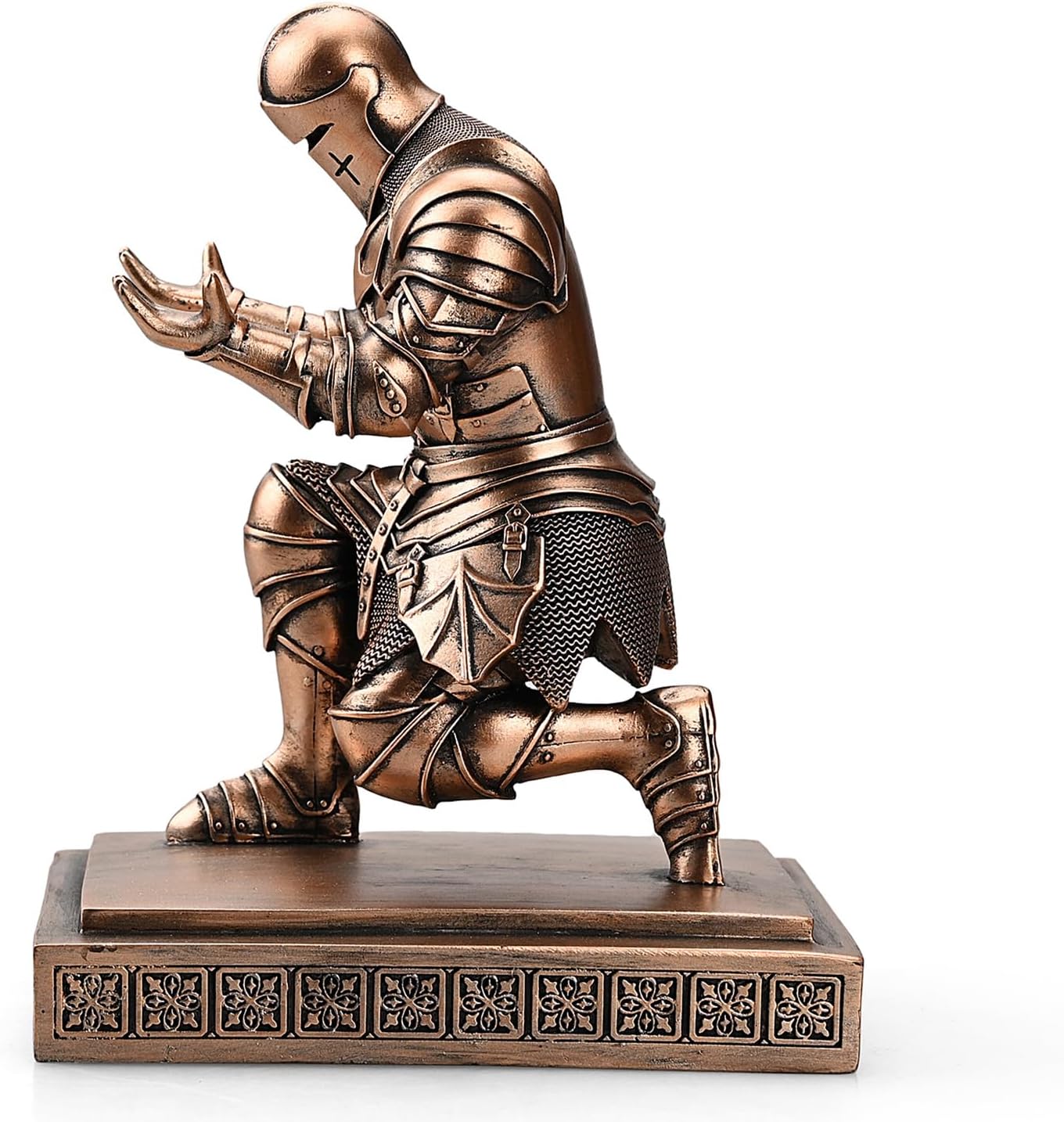 Medieval Armored Warrior Knight Pen Holder Desk Organizers and Accessories Resin Pencil Holder Paperweight as Gift with a Cool Letter Opener for Desk (Copper)