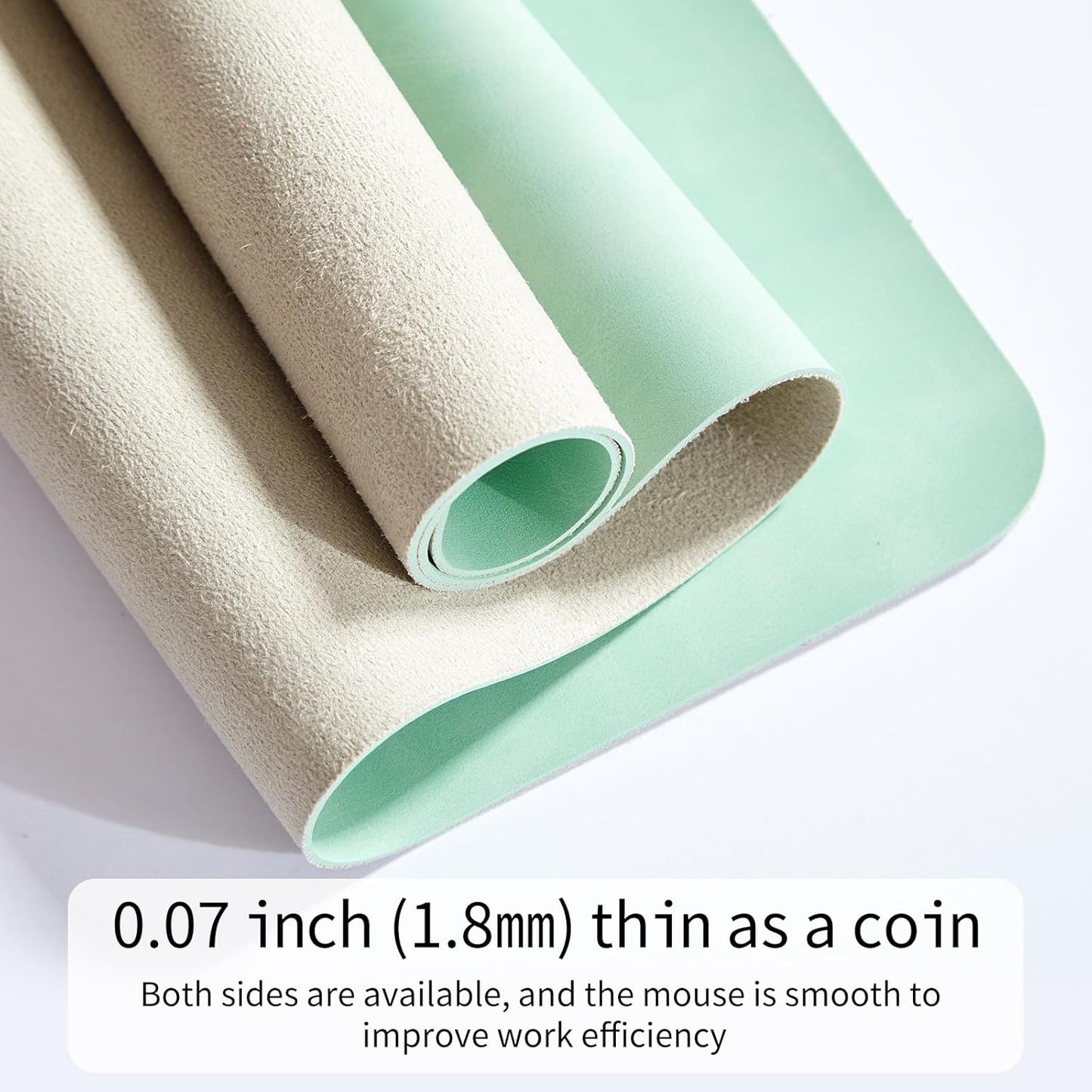 Crazy Horse Leather Desk Mat Large Mouse Pad Laptop Desk Pad Waterproof Non-Slip Table Blotter Desktop Writing Pad for Office and Home (Light Green, 60x35cm)