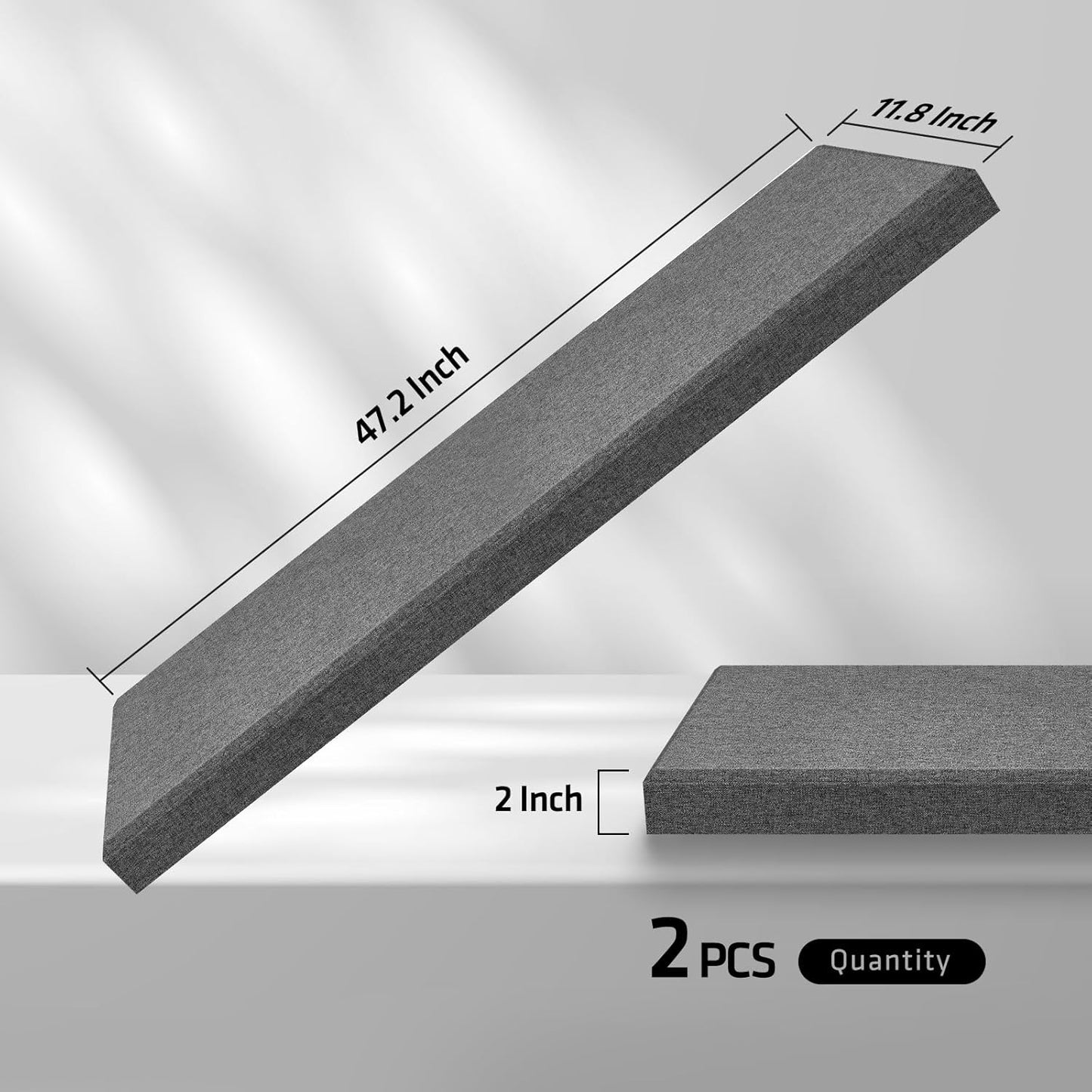 UMIACOUSTICS 2 PCS Fiberglass Acoustic Panels, 48x12x2 Inches Sound Absorbing Panels, Self-adhesive Sound Proof Panels for Studios, Office, Home Theater. (Heather)