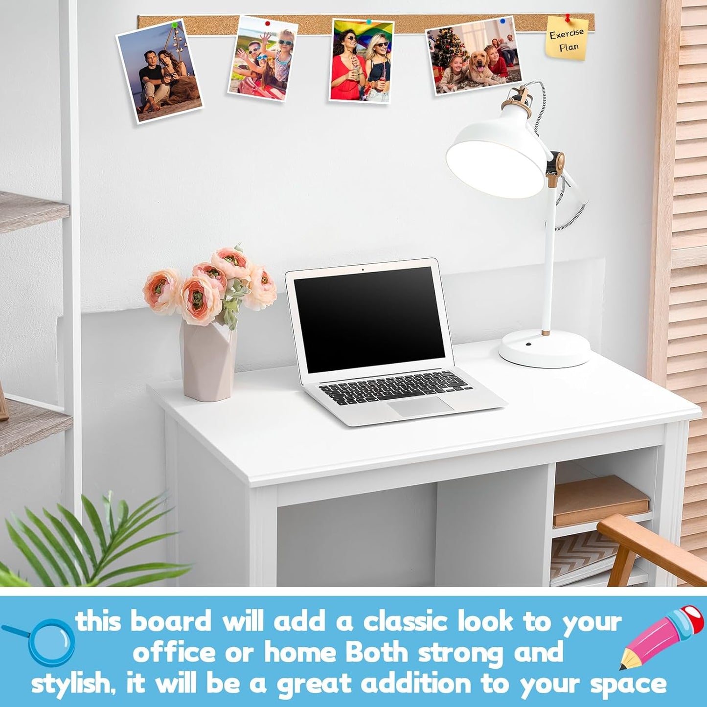 3 Pcs 72'' x 2" Cork Board Strip for Wall - Bulletin Bar Tack Board With Aluminum Trim - Brown Cork Strips for Classroom, Office Walls, Cubicle