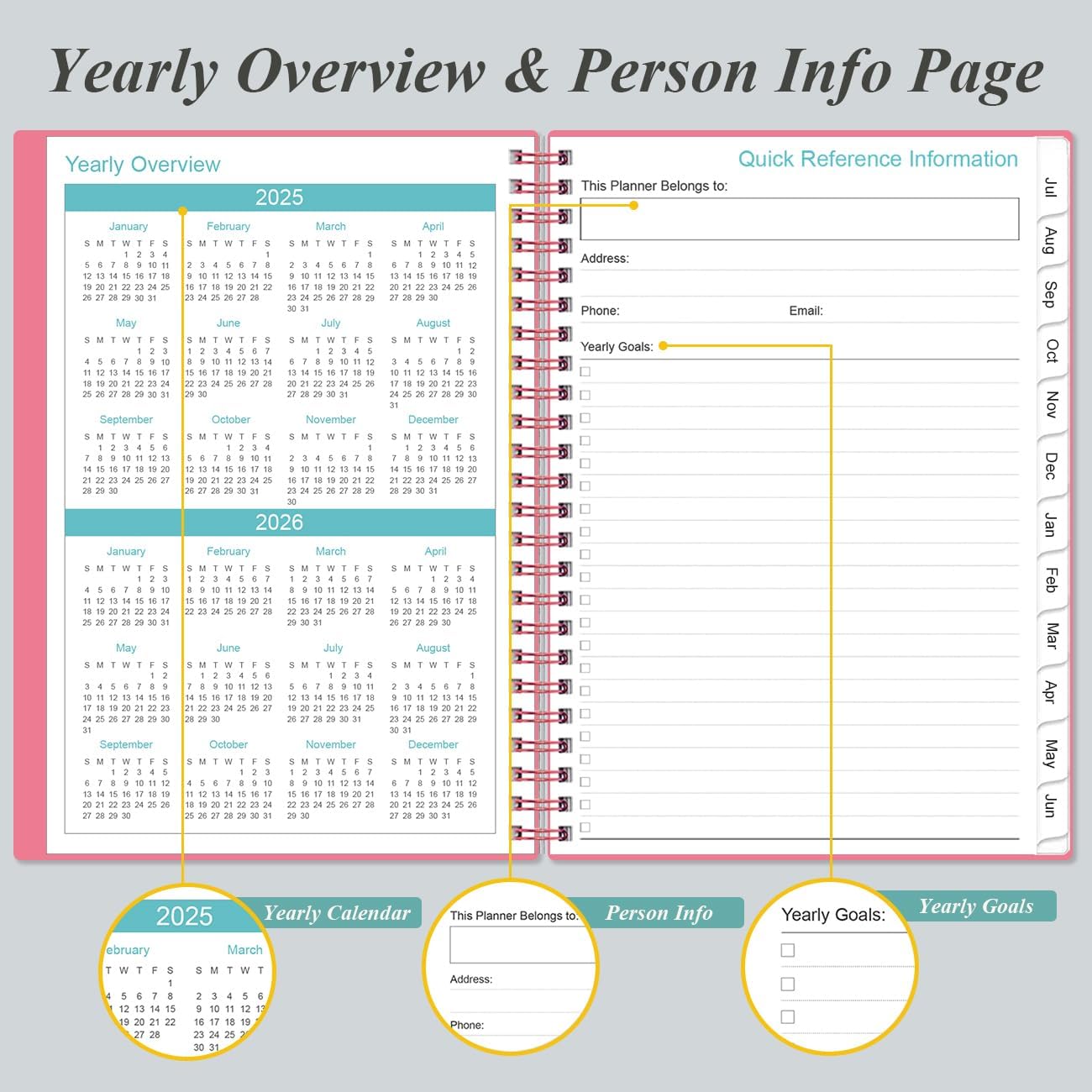 2025-2026 Appointment Book & Planner - Hourly Planner from July 2025 - June 2026, Weekly Appointment Book 2025-2026 with 30-Minute Interval, 6.4" x 8.5", Pink