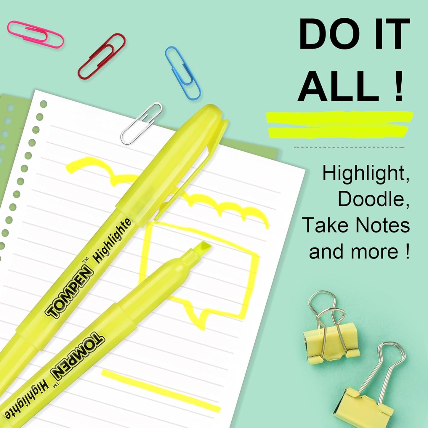 Highlighters Yellow 48 Pack – Bulk Chisel Tip High lighter Marker Set for School, Office, Bible Study, Journaling – Smear-Free, Quick Dry Ink – Fluorescent Pens for Teachers & Students