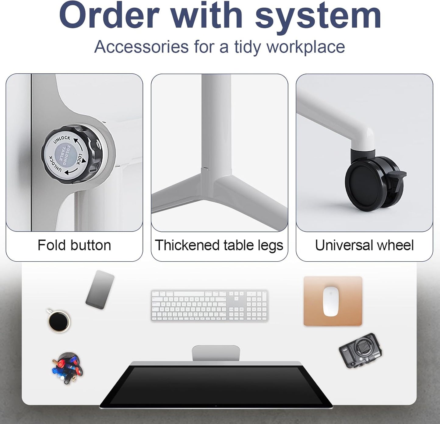 Conference Table,Folding Conference Room Tables Portable Rolling Conference Training Table with Silent Wheels,Mobile Meetings Flip Top Tables for Offices Classrooms Meeting Room (6Pack 61in)