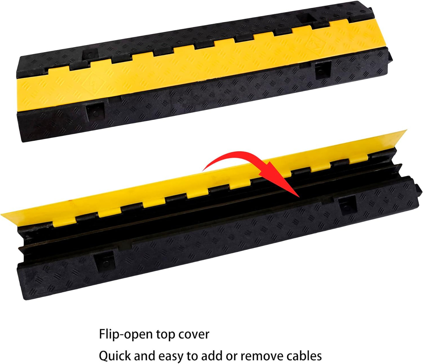 Rubber Cable Ramp Cord Cover Cable Protector Ramps Wire Hose Protective 22000Lbs Load Capacity Traffic 2 Channel Speed Bump for Asphalt Concrete Gravel Driveway Indoor Outdoor, 3 Packs