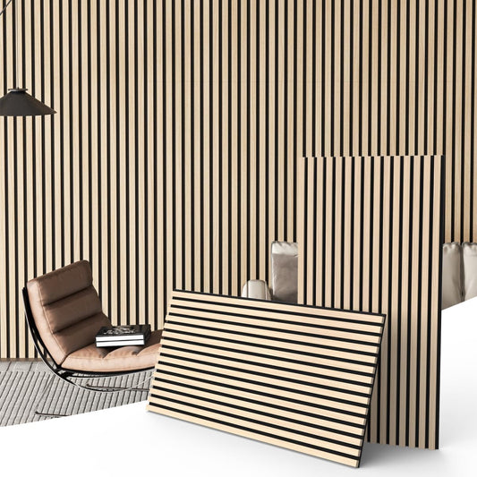 2 Pack Acoustic Wood Panels for Wall and Ceiling, 47.2" x 23.6" Wood Slat Wall Panel for Noise Reduction, Decorative Sound Proof Paneling for Office Studio Home Theater Kitchen Island, Oak