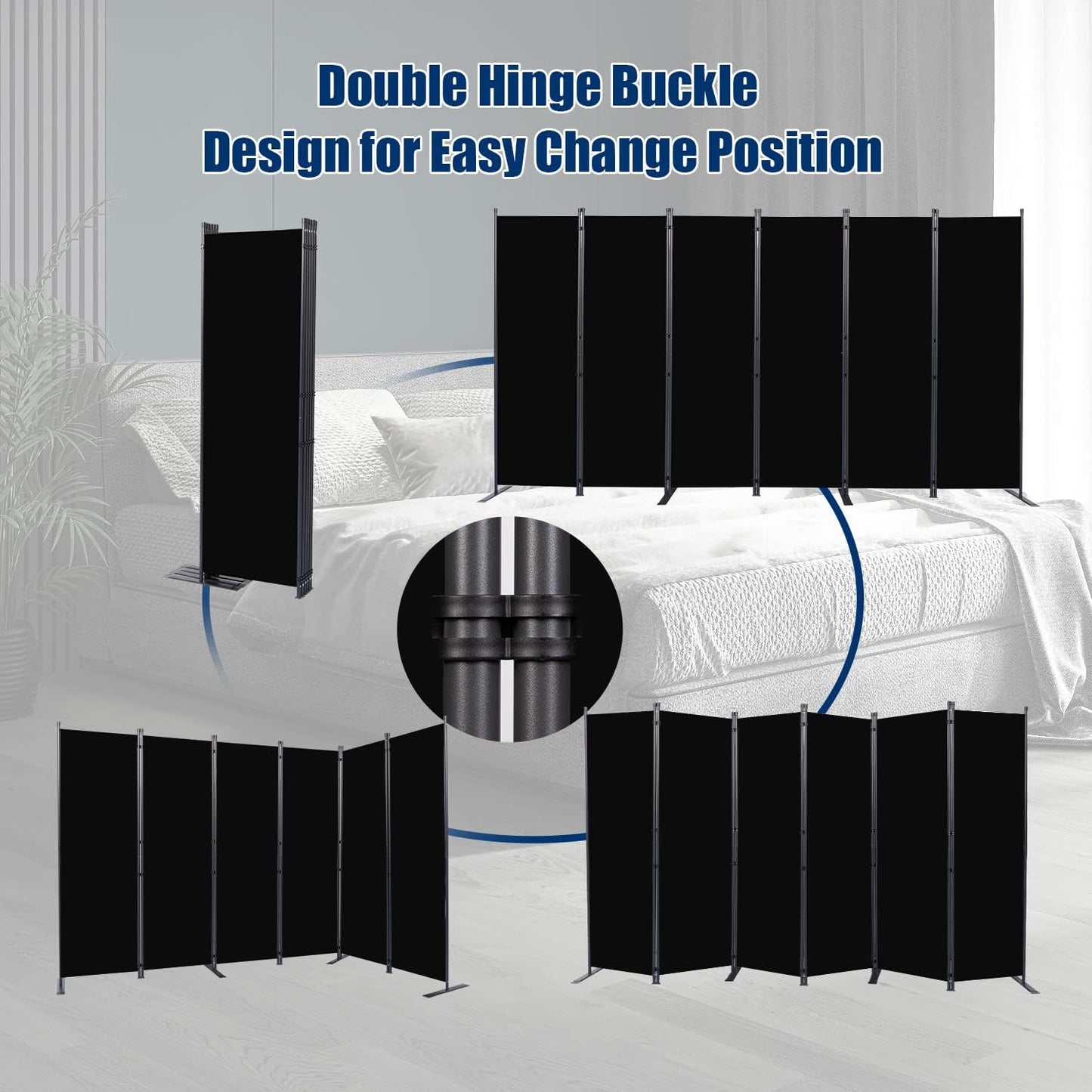 Room Divider 6FT Portable Room Dividers and Folding Privacy Screens, 132'' W Fabric Divider for Room Separation, 6 Panel Partition Room Dividers Freestanding Wall Divider Screen for Dorm Studio Office