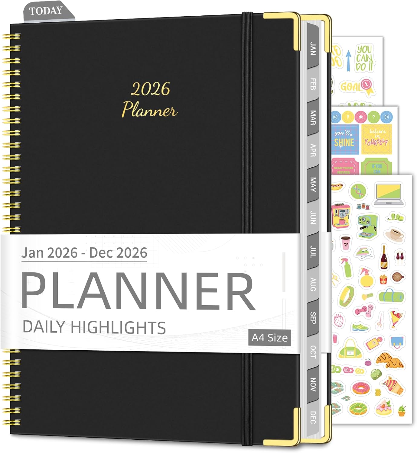 Academic Planner 2026 (8.5" x 11") - Weekly & Monthly Planner (Jan. 2026 - Dec. 2026), Column View Calendar Organizers, Hardcover Agenda Book with Tabs for Office & School, Black