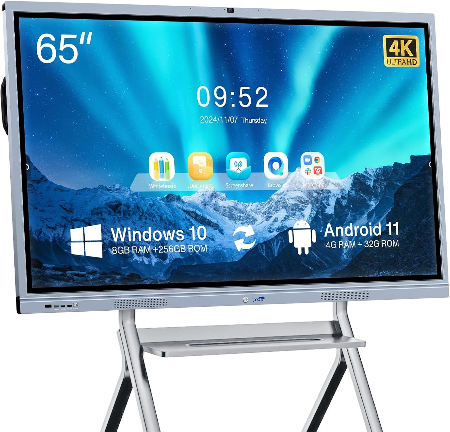 Smart Board, 65" Interactive Whiteboard Display with Dual System, 4K Touchscreen & Built-in Camera, Digital Smartboard for Classroom Office Home(Wall Mount Included)